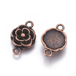 Red Copper Tibetan Style Links/Connectors, Lead Free and Cadmium Free, Flower, Red Copper, 12x3.5mm, Hole: 2mm