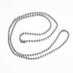 Stainless Steel Color 304 Stainless Steel Chain Necklaces, Stainless Steel Color, 29.53 inch(75cm), 3mm