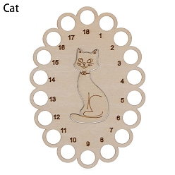 Cat Shape Wooden Embroidery Thread Plate, Cross Stitch Threading Board Tools, Oval, Cat Shape, 15x10.6cm