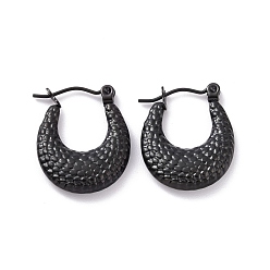 Черный Цвет Металла 304 массивные серьги-кольца в форме полумесяца из нержавеющей стали для женщин, металлический черный , 20.5x17x4 мм, штифты : 0.8 мм