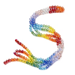 (52) Непрозрачная лаванда Стеклянные бусины с гальваническим покрытием , круглые, граненый(32 граненый), градиент цвета, разноцветные, 6 мм, отверстие : 1.2 мм, около 61 шт / нитка, 12.60'' (32 см)