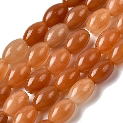 Красный Авантюрин Овальные окрашенные природные красные бусы ожерелья авантюрин, 12x8 мм, отверстие : 1 мм, около 39 шт / нитка, 15.7 дюйм