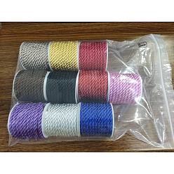 Mixed Color Olycraft Polyester Cord, Twisted Cord, for Jewelry Makin, Mixed Color, 5mmr, about 4m/roll, 10rolls/set