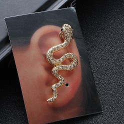 Golden Snake Alloy Stud Earrings, with Earring Cuff, Golden, 40x22mm