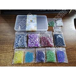 Mixed Color PandaHall Elite 12 Style Glass Beads, Imitation Gemstone, Round, Mixed Color, 4.5~5mm, Hole: 1mm, 1000pcs/box