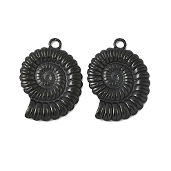 Черный Ионное покрытие (ip) 304 подвески из нержавеющей стали, спиральная ракушка-шарм, чёрные, 30x21.5x2.6 мм, отверстие : 3 мм