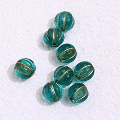 Vert Mer Perles de verre tchèques, citrouille, vert de mer, 8mm, Trou: 1mm