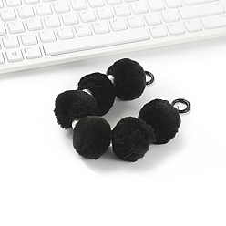 Black Fluffy Ball Phone Chain, DIY Ball Chain Mobile Hanging Decoration Accessory, Black, 25cm