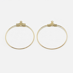 Real 18K Gold Plated Brass Pendants, Hoop Earring Findings, Ring, Real 18K Gold Plated, 18 Gauge, 25x21.5x1mm, Hole: 1mm