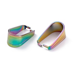 Rainbow Color Ion Plating(IP) 304 Stainless Steel Snap on Bails, Rainbow Color, 12x7x6mm, Inner: 11x6mm