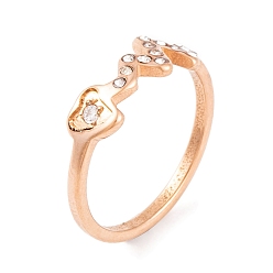 Roségold 304 Edelstahl mit Strass Herzschlag Fingerring für Frauen, Roségold, 6.5 mm, us Größe 9 (18.9 mm)