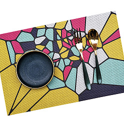 Others Plastic Washable Placemat, Bohemian Style Coaster, Rectangle, Geometric Pattern, 300x450mm
