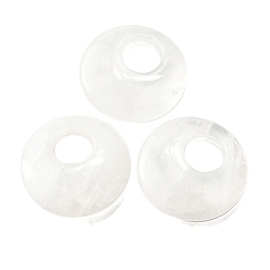 Хрусталь Природного кварца хрустальных подвесок, плоско-круглые, 40~41x8~9 мм, отверстие : 12~15 мм