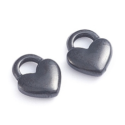 Electrophoresis Black 304 Stainless Steel Charms, Heart Lock, Electrophoresis Black, 10.5x9x2.5mm, Hole: 3x3.5mm
