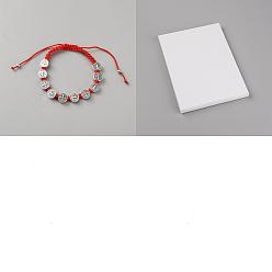 Красный 12 Браслеты из сплава в форме овальной бусины с изображением Святого Бенедикта и креста., Регулируемые браслеты из вощеного шнура с бусинами для мужчин и женщин, красные, внутренний диаметр: 2~3-3/8 дюйм (5~8.7 см)