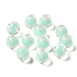 Aquamarine Transparent Acrylic Beads, Bead in Bead, Round, Aquamarine, 7.5x7mm, Hole: 2mm, about: 2083pcs/500g