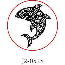 Shark Brass Wax Seal Stamp Head, Shark Pattern, 30mm