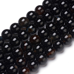 Black Onyx Natural Black Onyx Beads Strands, Dyed & Heated, Grade B, Round, 8mm, Hole: 1.2mm, about 48pcs/strand, 15.16 inch(38.5 cm)