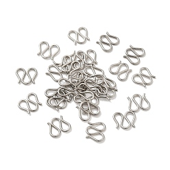 Stainless Steel Color 304 Stainless Steel S-hook Clasps, M Clasps, Stainless Steel Color, 7.5x8.5x1mm