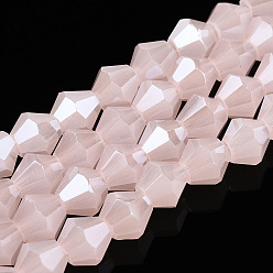 Лавандовый румянец Имитация нефрита гальванических бисер пряди, гальваническое покрытие, граненые, двухконусные, лавандовый румянец, 6x6 мм, отверстие : 1.2 мм, около 45~47 шт / нитка, 9.65~9.84 дюйм (24.5~25 см)