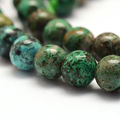 Chrysocolle Chapelets de perles chrysocolla naturelles , ronde, 10mm, Trou: 1mm, Environ 39 pcs/chapelet, 15.75 pouce (40 cm)