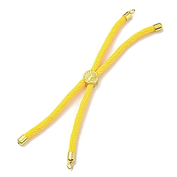 Yellow Nylon Cords Bracelet Makings Fit for Connector Charms, with Golden Brass Tree Slider Beads, Long-Lasting Plated, Yellow, 8-5/8 inch(22cm), Hole: 1.9mm
