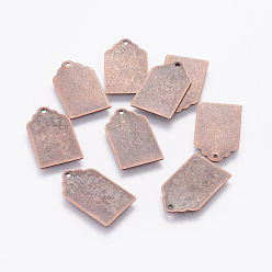 Red Copper Metal Tags, Brass Stamping Blank Tag Pendants, Red Copper, 21x12x0.5mm, Hole: 1mm