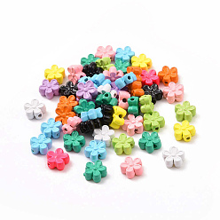 Mixed Color Spray Painted Alloy Beads, Flower, Mixed Color, 7x7.3x3.3~3.5mm, Hole: 1.2~1.4mm