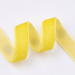 Yellow Single Face Velvet Ribbon, Yellow, 3/8 inch(9.5~10mm), about 50yards/roll(45.72m/roll)