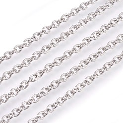 Stainless Steel Color 304 Stainless Steel Cable Chains, Unwelded, Oval, Stainless Steel Color, 4x3x0.8mm