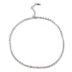 Stainless Steel Color 304 Stainless Steel Boston Link Chain Necklace, Stainless Steel Color, 16~16-1/8 inch(40.8~41cm)