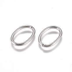 Stainless Steel Color 304 Stainless Steel Jump Rings, Open Jump Rings, Oval, Stainless Steel Color, 16 Gauge, 13x9x1.2mm, Inner Diameter: 10.5x6.5mm