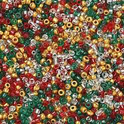 (52) Непрозрачная лаванда 4 рождественские цвета 12/0 стеклянные круглые бусины, разноцветные, 2~2.5x1.5 мм, отверстие : 1 мм, около 28000 шт / упаковка