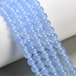 Light Sky Blue Natural & Dyed Malaysia Jade Bead Strands, Round, Light Sky Blue, 6mm, Hole: 0.8mm, about 64pcs/strand, 15 inch