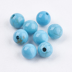 Howlite Natural Magnesite Beads, Dyed & Heated, Round, 4mm, Half Hole: 1mm