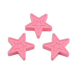Pink Star Food Grade Silicone Beads, Silicone Teething Beads, Pink, 30x9mm