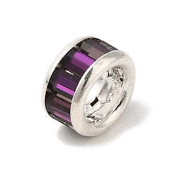 Фиолетовый Стойки обшивки латунные бусины, со стеклом, долговечный, без кадмия и без свинца, фиолетовые, 9.5x5.5 мм, отверстие : 4 мм