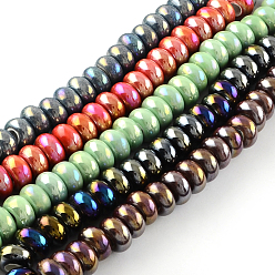 Mixed Color Rondelle AB-Color Handmade Porcelain Beads, Large Hole Beads, Mixed Color, 14~16x8~9mm, Hole: 6~6.5mm