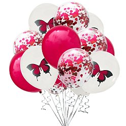 Crimson 15Pcs Butterfly Rubber Inflatablel Balloon, for Party Festival Home Decorations, Crimson, 304.8mm
