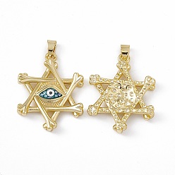Teal Natural Shell Pendants, Pentagram Charms with Eye, Dyed, with Rack Plating Golden Tone Brass Findings, Long-Lasting Plated, Teal, 35x28x5mm, Hole: 6X4.5mm