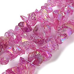 Средний Фиолетово-красный Гальванические природный кварц бисер пряди, самородки, средне фиолетовый красный, 2~7x5~14x5~14 мм, отверстие : 0.8 мм, около 80~82 шт / нитка, 15.16'' (38.5 см)