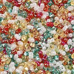 (52) Непрозрачная лаванда 4 цветные рождественские стеклянные бусины с арахисовым принтом, разноцветные, 3.5~4.5x2~2.5 мм, отверстие : 0.8 мм, около 10000 шт / упаковка