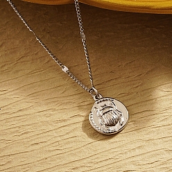 Stainless Steel Color Stainless Steel Pendant Necklaces, Beetle, Stainless Steel Color, 17.72 inch(45cm)