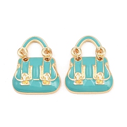 Бирюза Подвески из эмали и сплава, стойки покрытие, прелести мешков, без кадмия, без никеля и без свинца, золотые, бирюзовые, 26x20x5 мм, отверстие : 9x6.5 мм