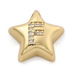 Letter F Стойка металлическая латунная микропрофилированная кубическая циркония подвески, долговечный, без кадмия и без свинца, буквы, реальный 18 k позолоченный, Буква F, 15.5x16.5x5.5 мм, отверстие : 3 мм