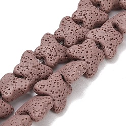 Светло-Коралловый Бусы из натуральной лавы, окрашенные, бабочка, свет коралловый, 13.5x12x6.5 мм, отверстие : 1 мм, около 35 шт / нитка, 13.78~13.98'' (35~35.5 см)