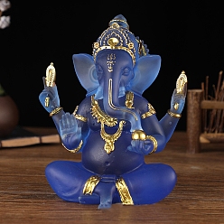 Blue Resin Indian Ganesha Figurines, for Home Desktop Decoration, Blue, 130x110x180mm