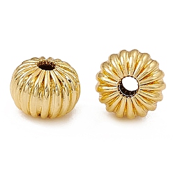 Настоящее золото 18K Стойки обшивки латунные бусины, долговечный, тыква, реальный 18 k позолоченный, 6x4.5 мм, отверстие : 1.6 мм