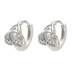 Платина Латунь обруч серьги для женщин, троица узел, платина, 13x13.5x9.5 мм