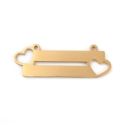 Golden Ion Plating(IP) 304 Stainless Steel Pendants, Laser Cut, Rectangle with Heart Charms, Golden, 13x38x1.5mm, Hole: 1.4mm
